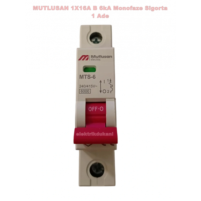 MUTLUSAN  10A 1P B TİPİ 6kA  W OTOMAT (SİGORTA)