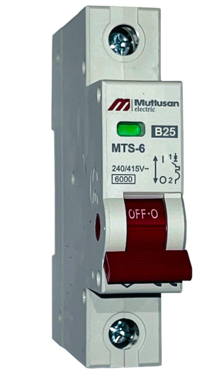 MUTLUSAN  25A 1P B TİPİ 6kA  W OTOMAT (SİGORTA)