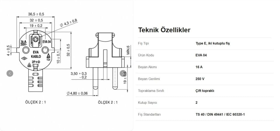 EVA H05VV-F  3*1,50 MM²  2MT  3 K.A UK04 (BEYAZ)