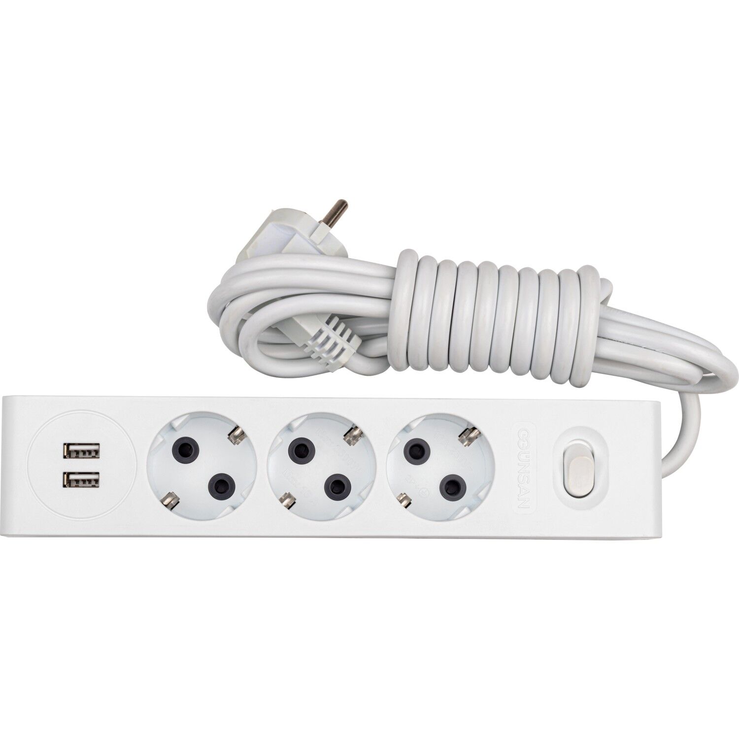 GÜNSAN VISAGE 2 USB ÇIKIŞLI 3'LÜ (Ç.K) ANH. TOPRAKLI GRUP PRİZ (3 MT )